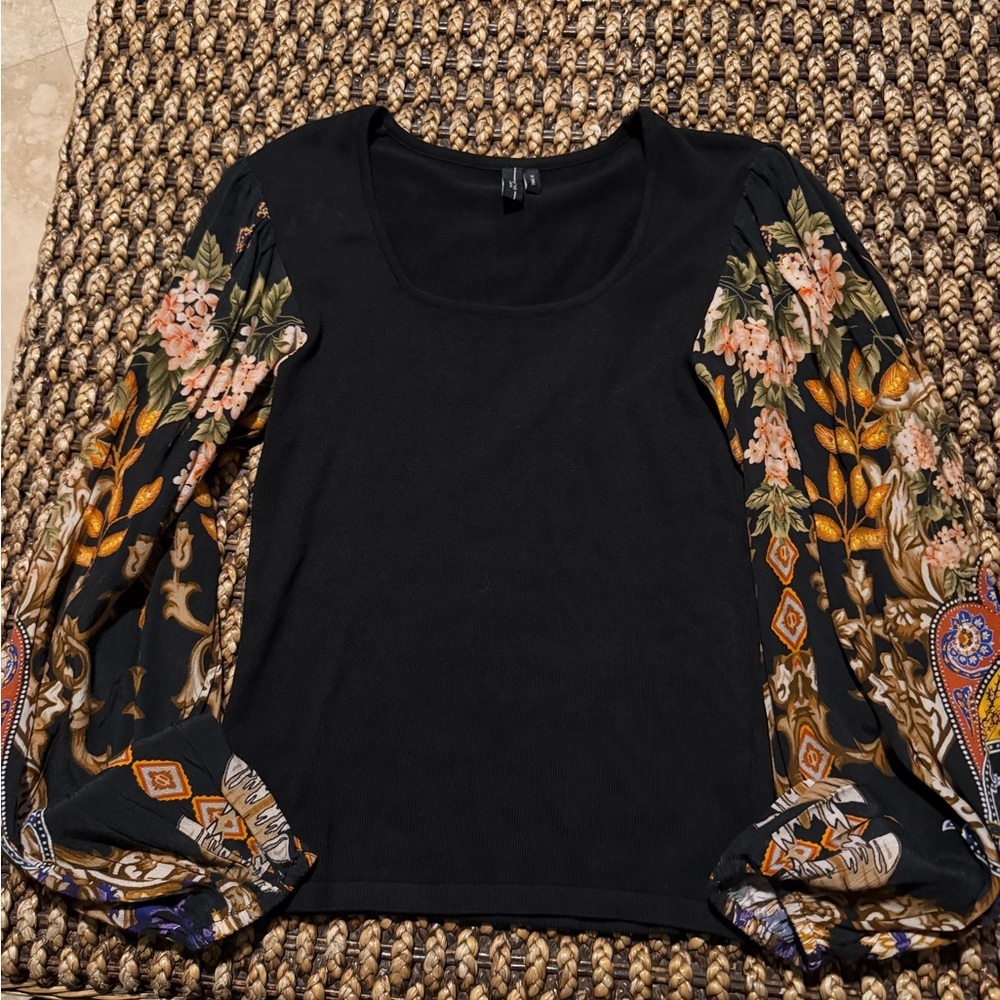 Bl-nk London Anthropologie Printed-Sleeve Sweater Top (107) - Picture 2 of 4